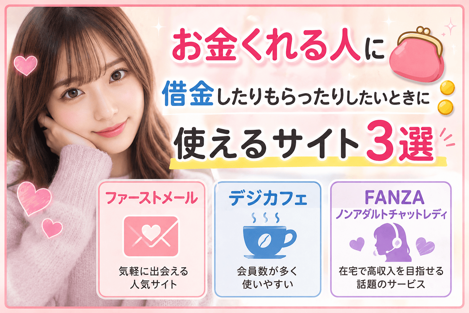 お金くれる人に借金したりもらったりしたいときに使えるサイト3選